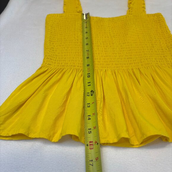 Elodie Women Tank Top Yellow Smocked Square Neck Peplum Medium Excellent - Picture 5 of 10
